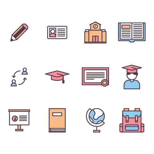 Outlined Icons About Education Abroad vector