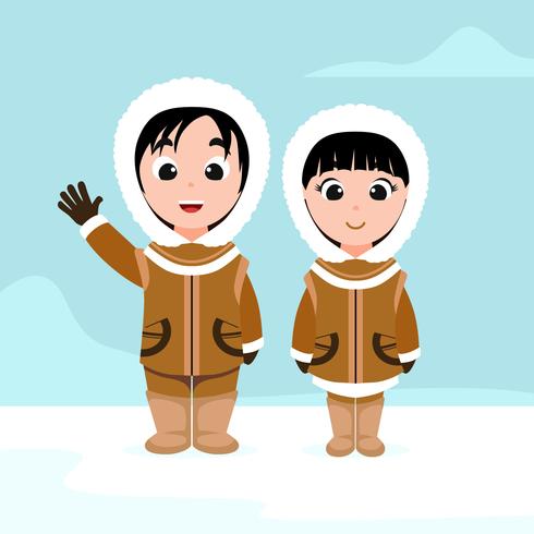 Eskimos in national clothes vector