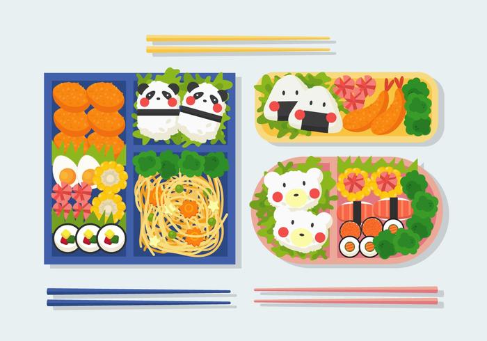 Ilustración de caja bento vector