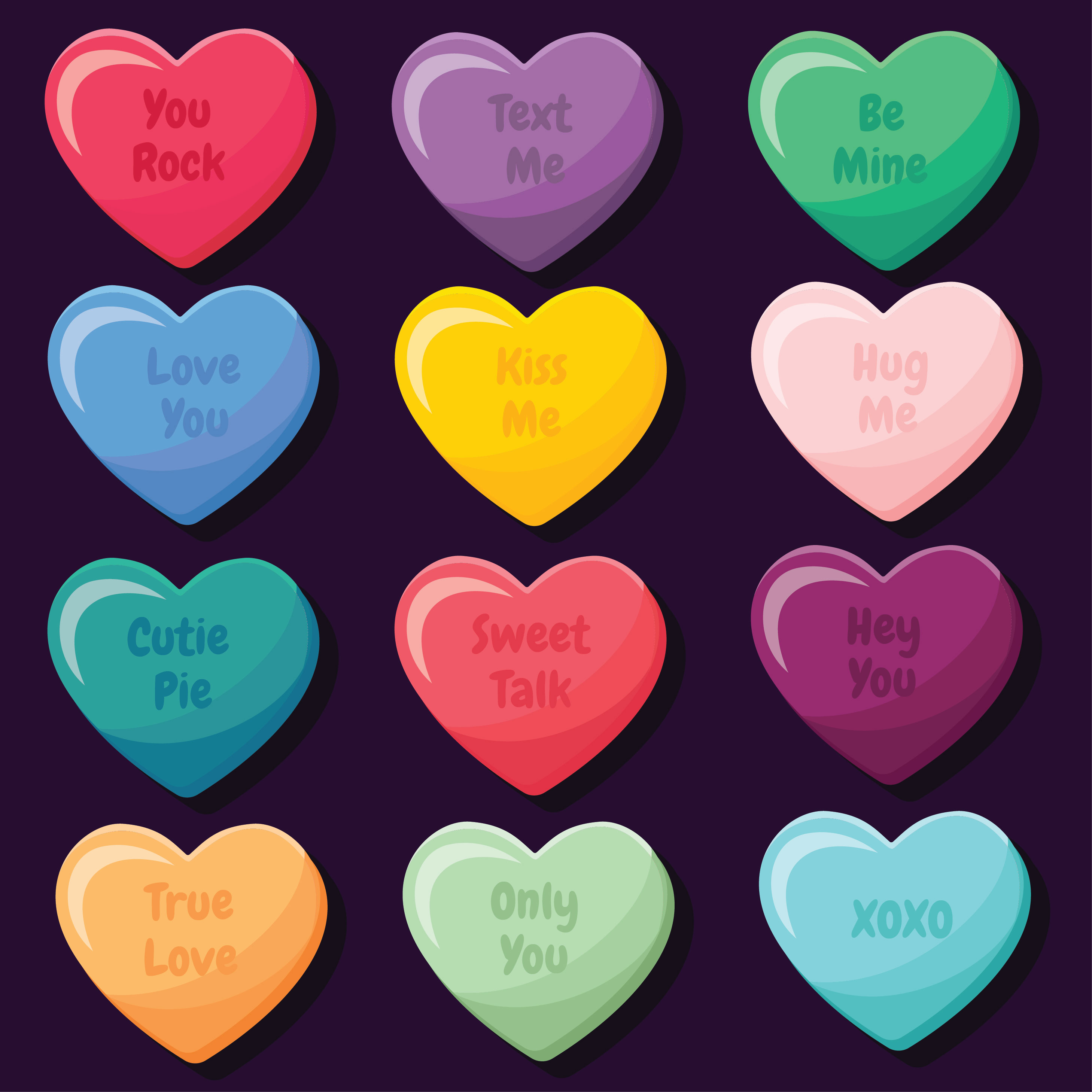 Valentine Candy Hearts Vector Pack 271177 Vector Art at Vecteezy