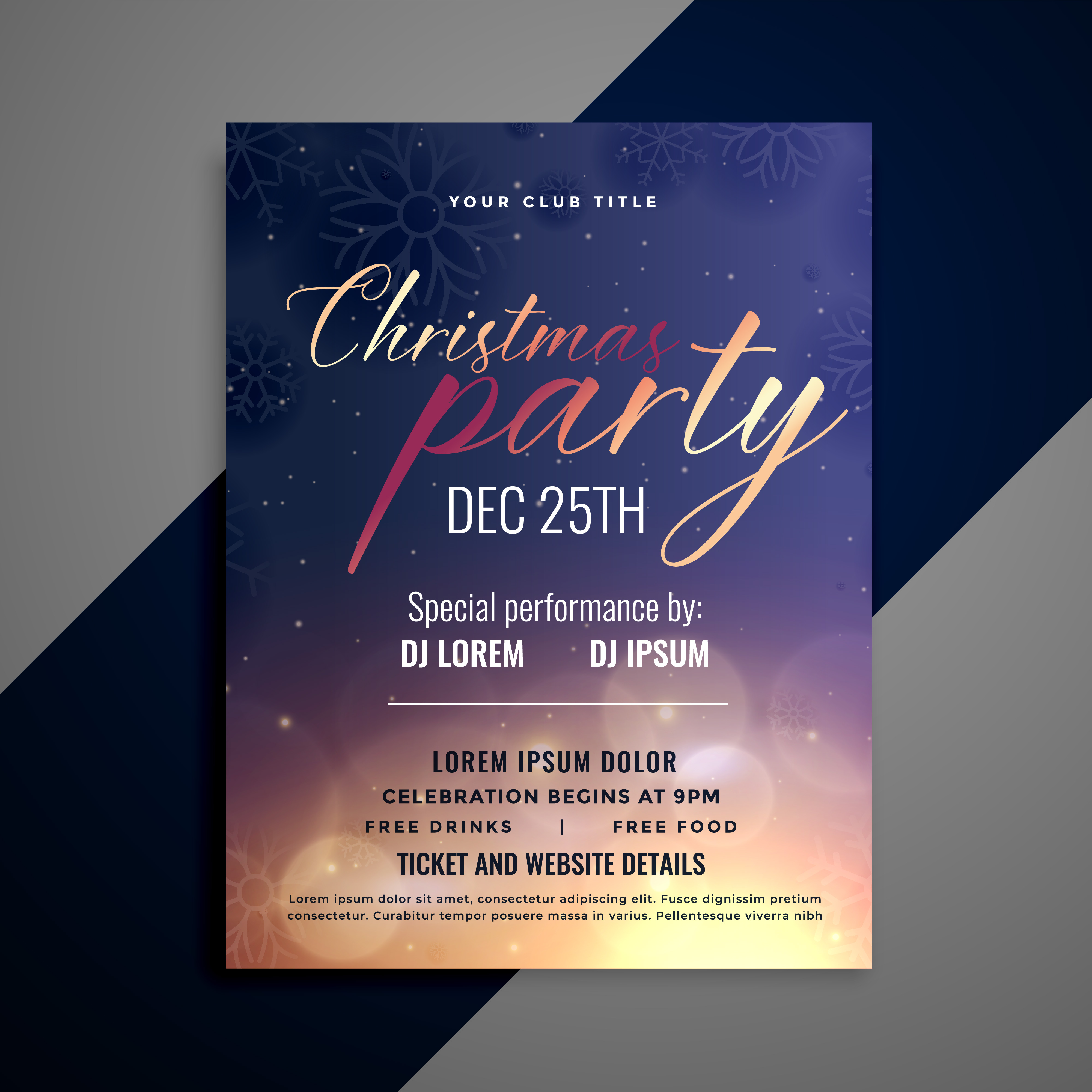 Christmas Party Invitation Flyer Template Design Download Free Vector 