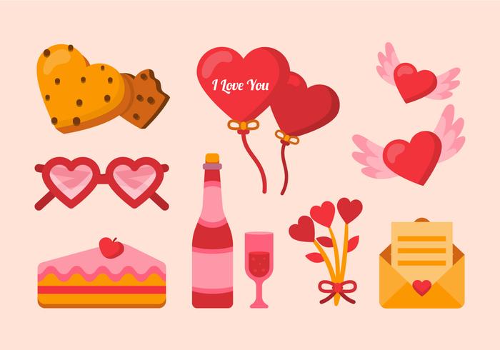 Valentine Elements Set vector