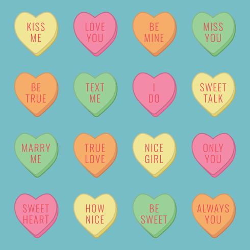 Candy Hearts With Messages vector