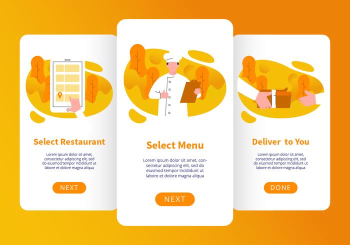 Vector de aplicaciones móviles para pedidos de comida en línea