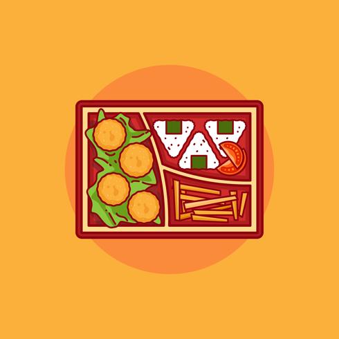 Ilustración de caja bento vector