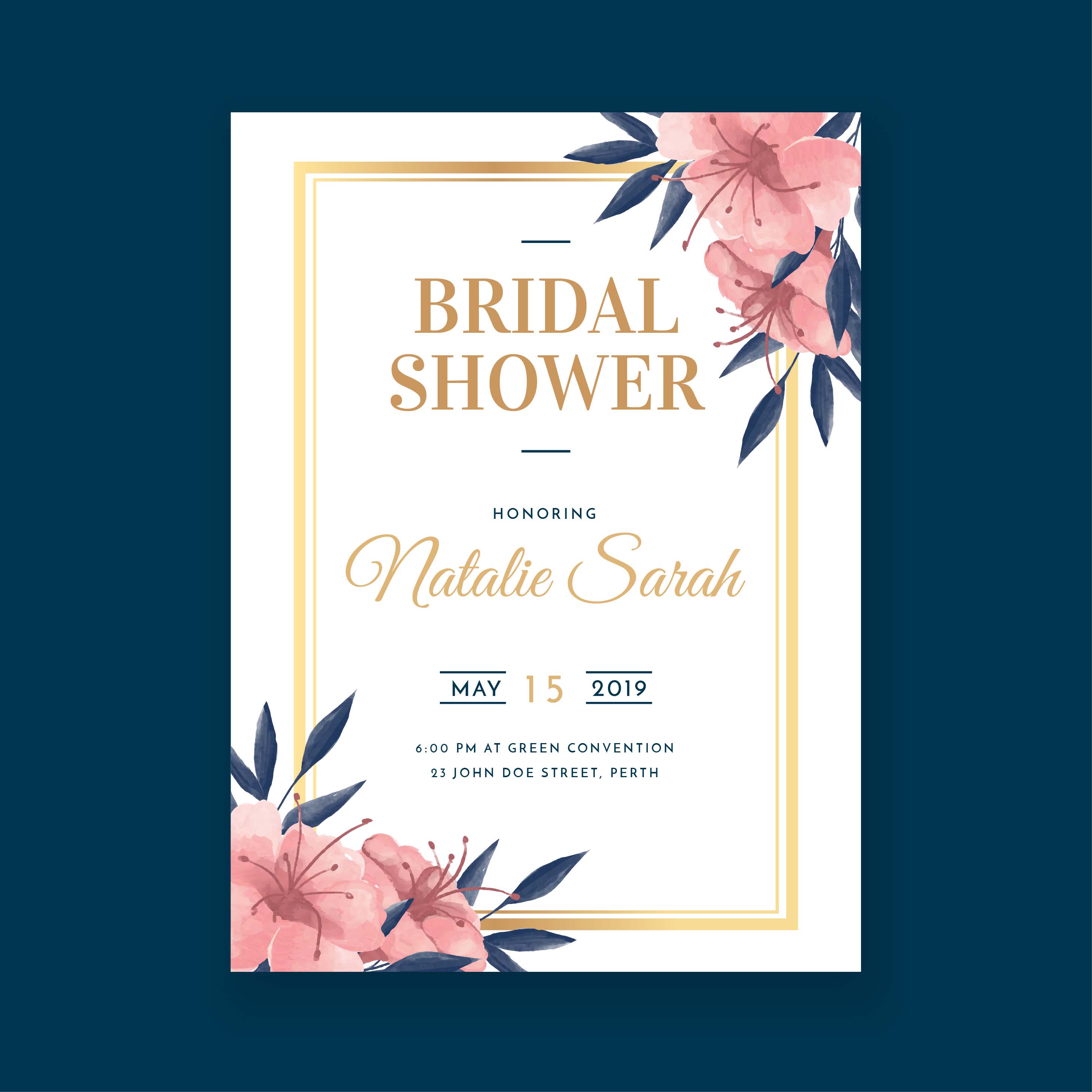 Floral Watercolor Bridal Shower Invitation Template 271302 Vector Art At Vecteezy