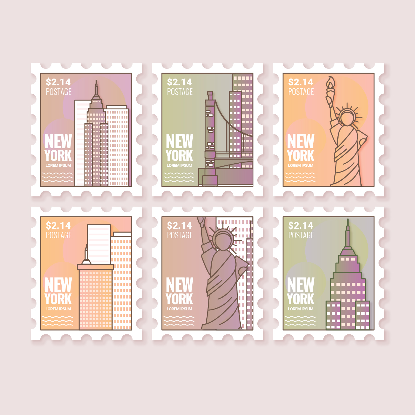 New York Postage Stamps 271312 Vector Art at Vecteezy
