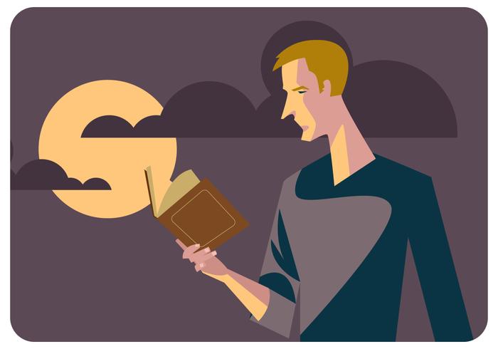 Man Reding Book Vector