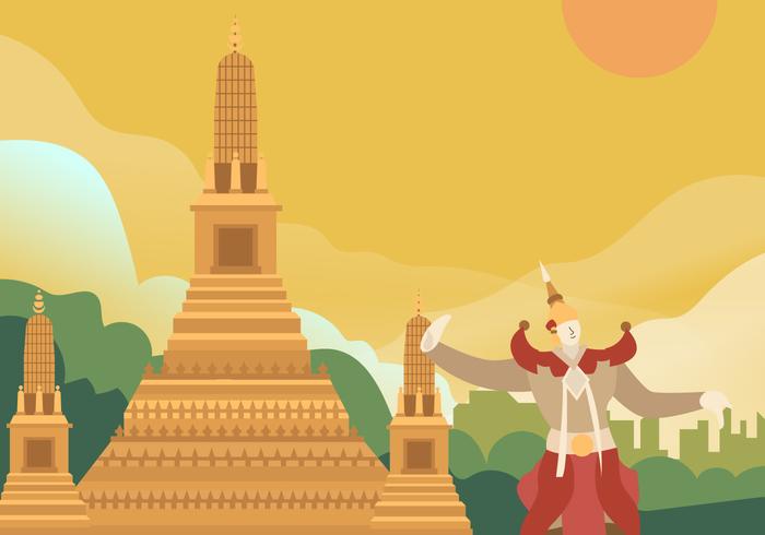 Traditional Dancer In Bangkok View  vector