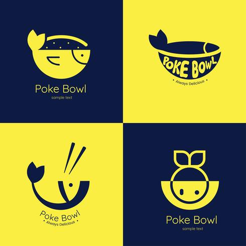 Poke Bowl logo vector pack