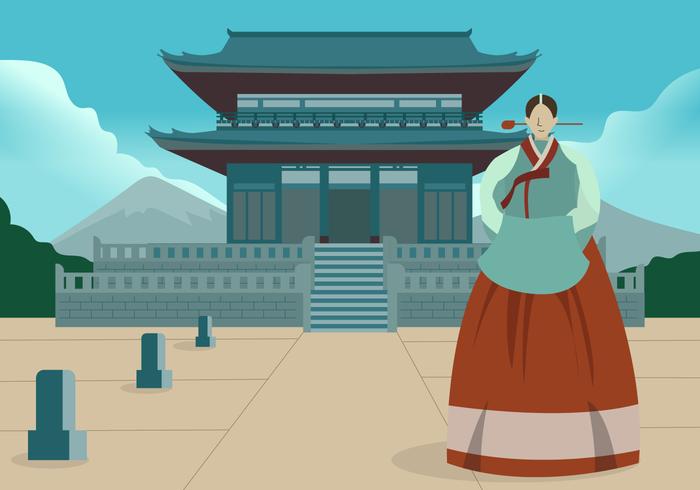 Korean Traditional Uniform Vector Flat Background  Illustration