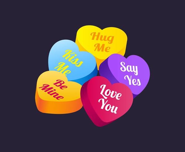 Valentine Candy Hearts vector