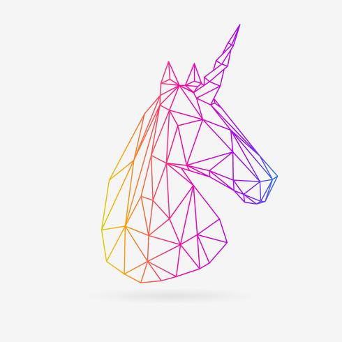 Vector ilustración poligonal del unicornio.