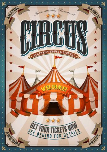 Cartel del circo del vintage con la tapa grande vector