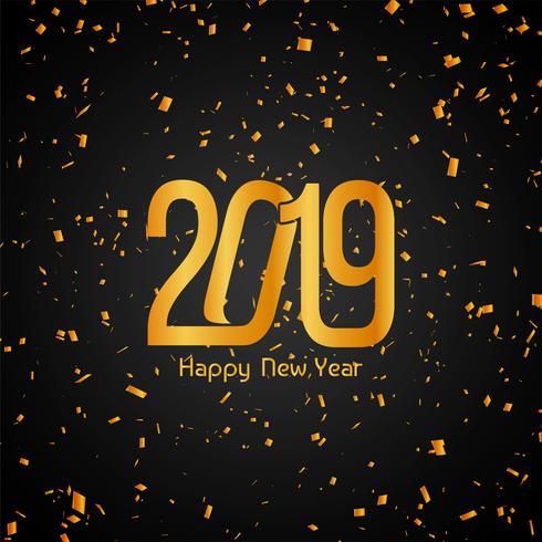 Happy New Year 2019 golden confetti background vector