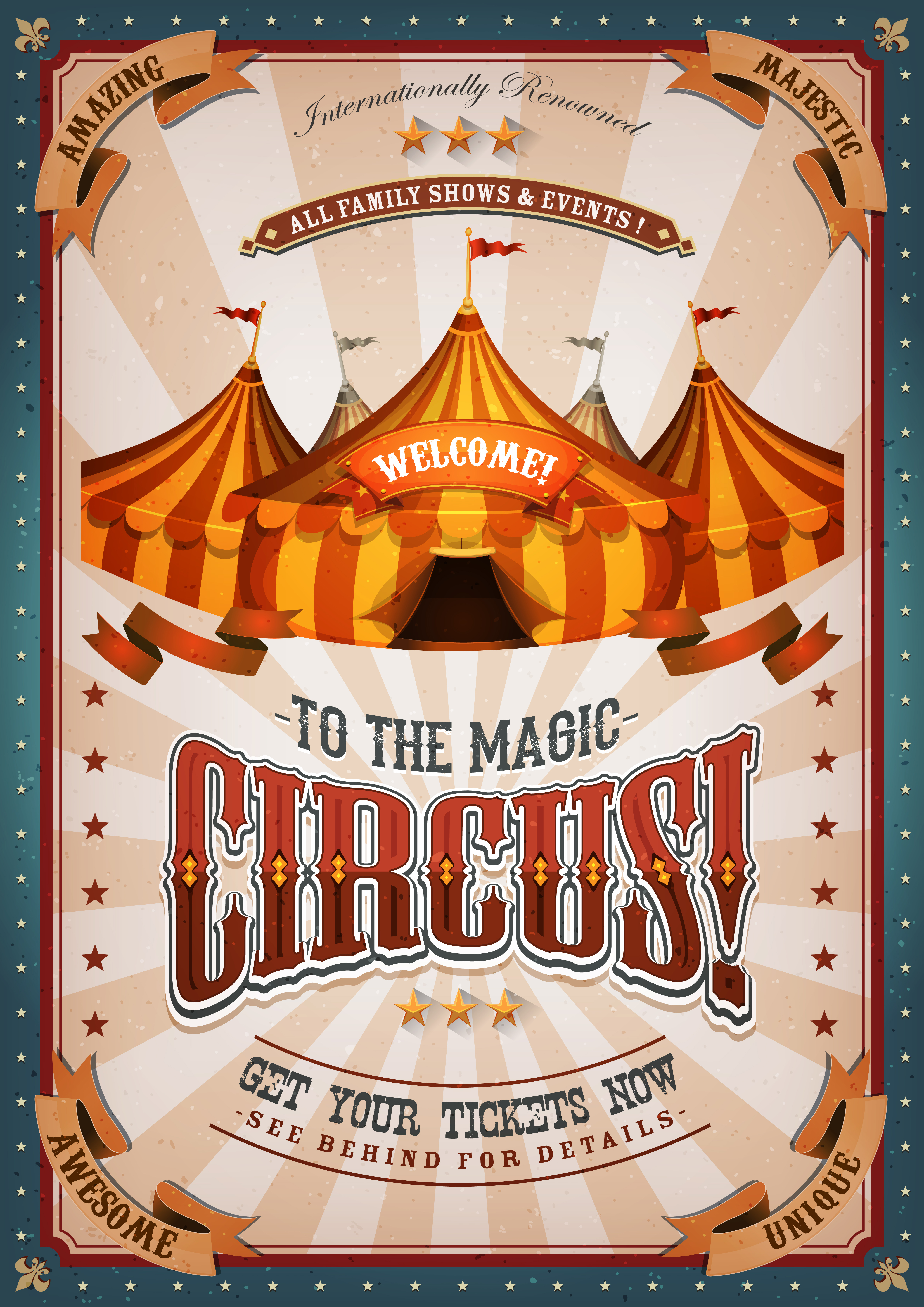 Vintage Circus Poster With Big Top 271700 Vector Art at Vecteezy