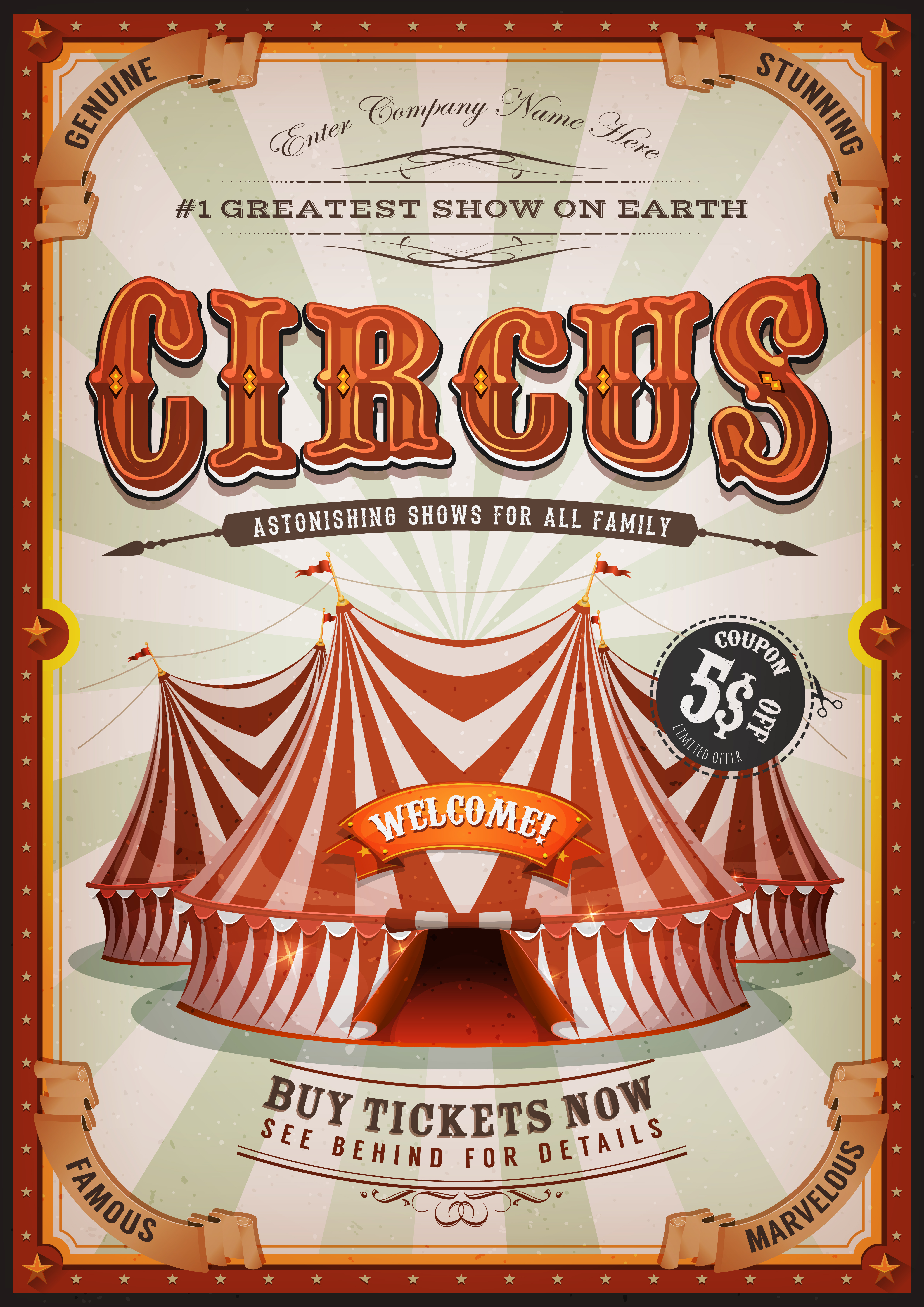 Vintage Circus Poster With Big Top 271726 Vector Art at Vecteezy