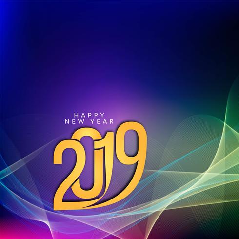 Happy New Year 2019 colorful greeting background vector