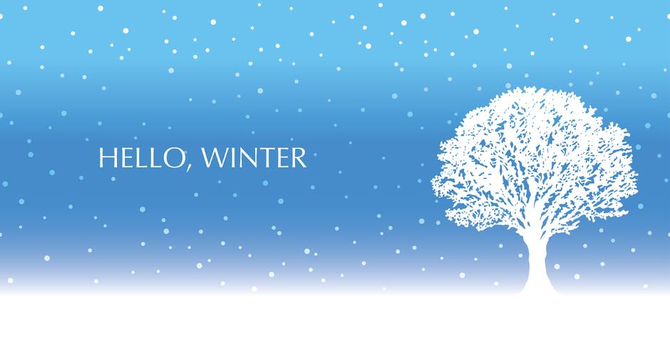 Seamless winter background with a snow-covered tree and text space. vector