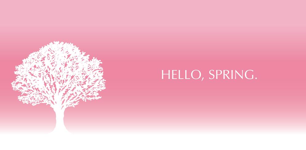 Bright pink background with a tree silhouette and text space. vector