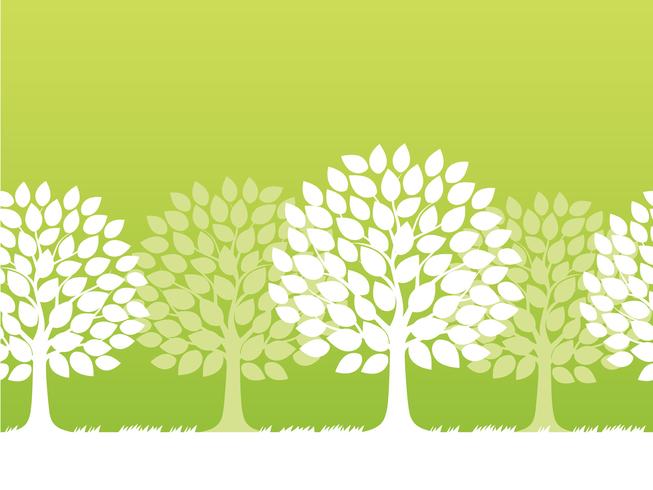 Seamless vector springtime trees illustration. 