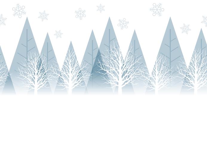 Seamless winter forest background with text space, vector illustration.