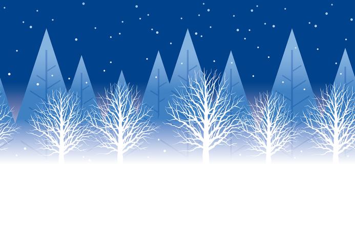 Seamless winter forest background at night with text space, vector illustration. 