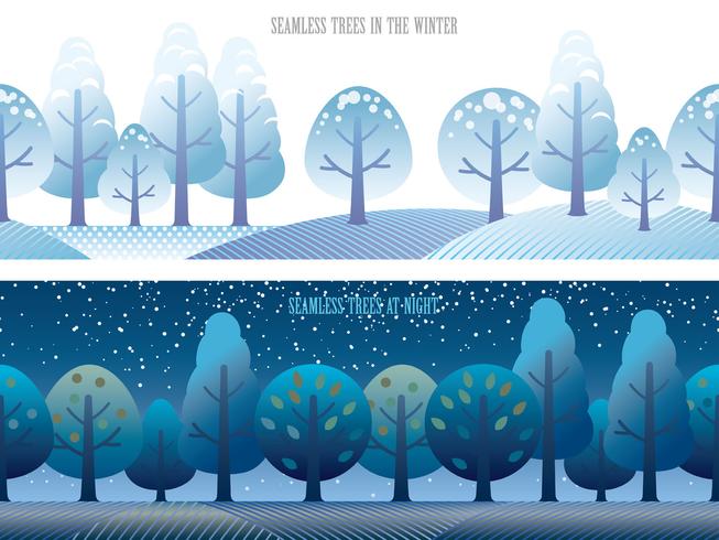 Set of two vector seamless forest illustrations