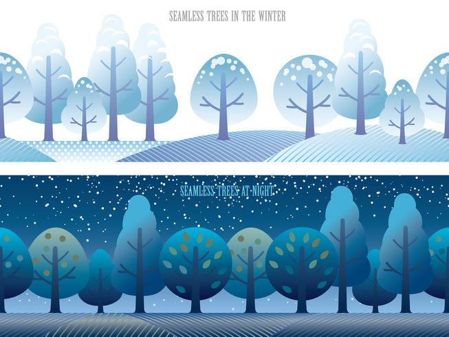 Conjunto de dos ilustraciones de bosque inconsútil vector