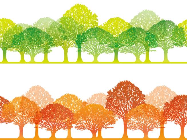 Set of two vector seamless forest illustrations.