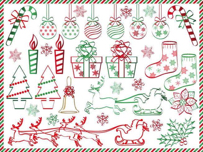 Set of assorted Christmas graphic elements. vector