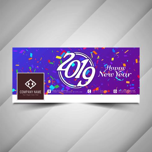 New Year 2019 social media colorful banner template vector