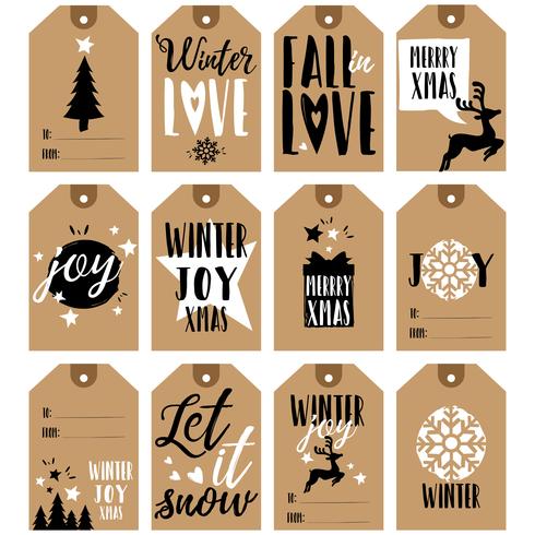 Gift tags collection. Christmas and New Year gift tags vector