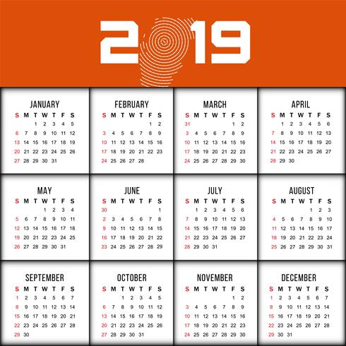 Plantilla de diseño de calendario moderno año nuevo 2019 vector