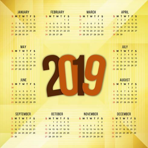 Abstract elegant New Year 2019 calender background vector