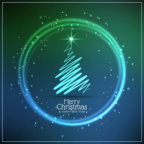 Merry Christmas beautiful background with tree design vector