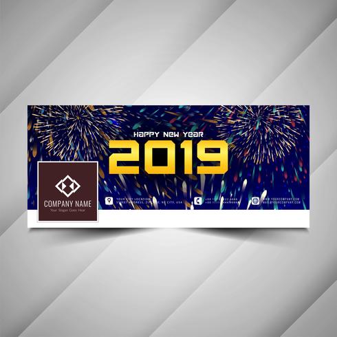 Año nuevo 2019 elegante diseño de banner de redes sociales vector