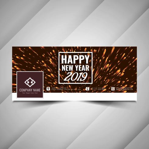 New Year 2019 social media colorful banner template vector