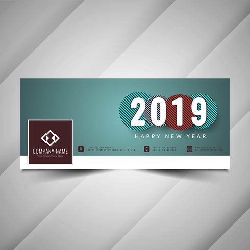 Diseño de banner decorativo año nuevo 2019 redes sociales vector