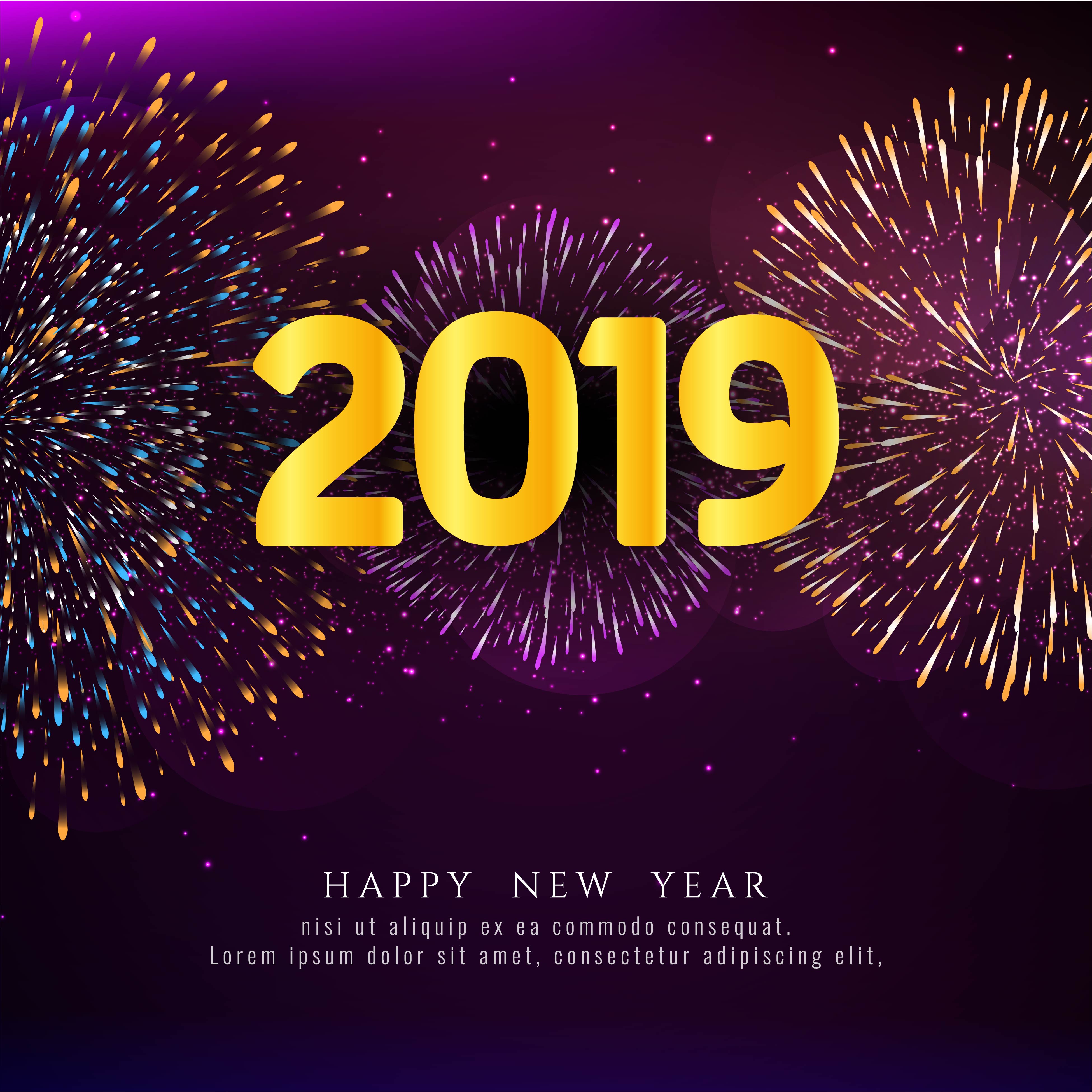 Happy new year 2019 colorful decorative background 271941 Vector Art at