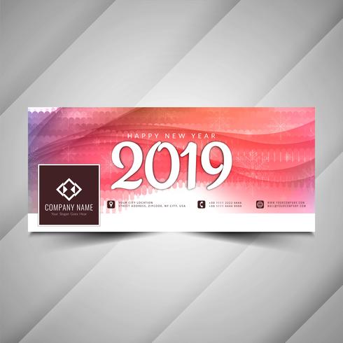 Feliz año nuevo 2019 redes sociales moderno banner vector