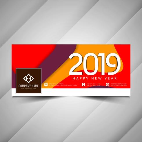 Año nuevo 2019 elegante diseño de banner de redes sociales vector