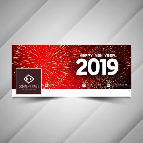 Año nuevo 2019 elegante diseño de banner de redes sociales vector