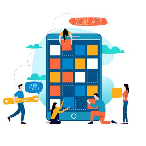 Mobile application development process vector