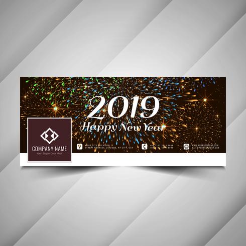 Happy New Year 2019 social media banner template vector