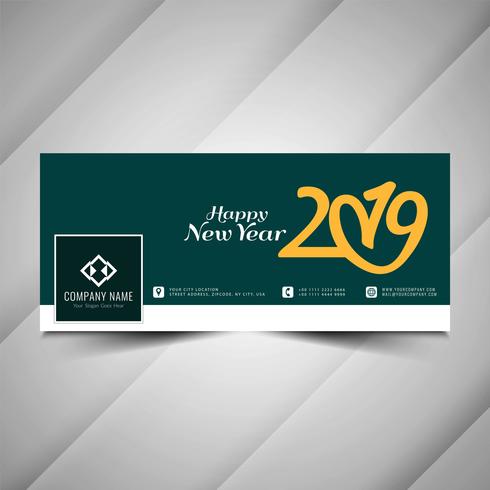 Año nuevo 2019 elegante diseño de banner de redes sociales vector