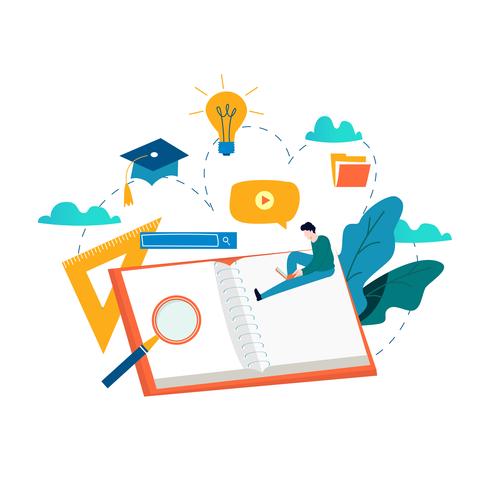 Education, online training courses, distance education flat vector illustration