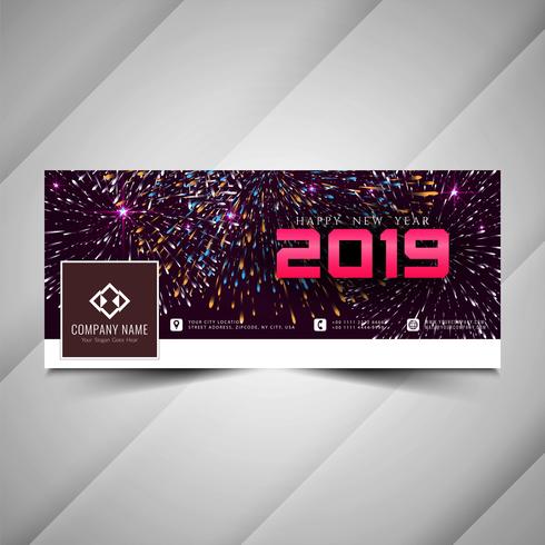 Año nuevo 2019 elegante diseño de banner de redes sociales vector