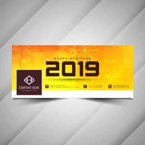 Año nuevo 2019 elegante banner de redes sociales plantilla vector