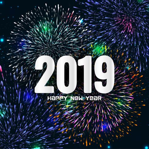 Feliz año nuevo 2019 colorido fondo decorativo vector